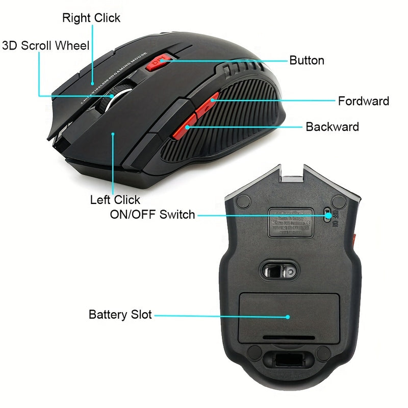 2.4GHz Wireless Mouse Optical Mice Mouse Gaming With USB Receiver Gamer 6 Buttons Mouse For Computer Laptop Accessories