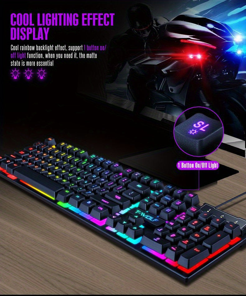 TF200 Gaming Keyboard USB Floating Mechanical Hand Feeling Wired Keyboard And Mouse Set For Gaming And Office