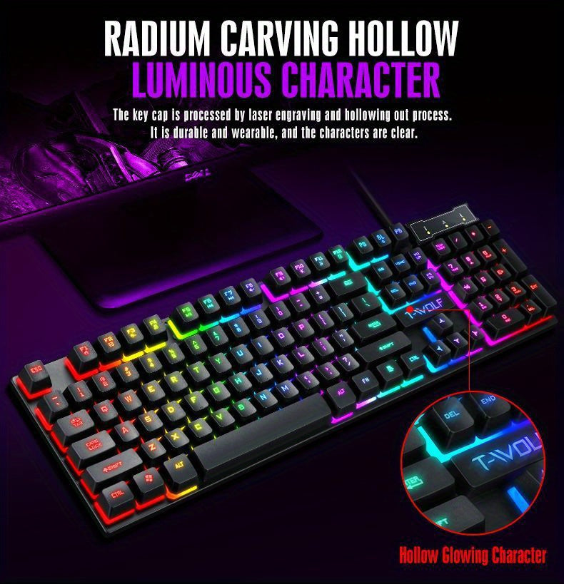 TF200 Gaming Keyboard USB Floating Mechanical Hand Feeling Wired Keyboard And Mouse Set For Gaming And Office