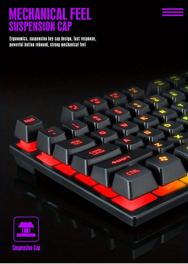 TF200 Gaming Keyboard USB Floating Mechanical Hand Feeling Wired Keyboard And Mouse Set For Gaming And Office