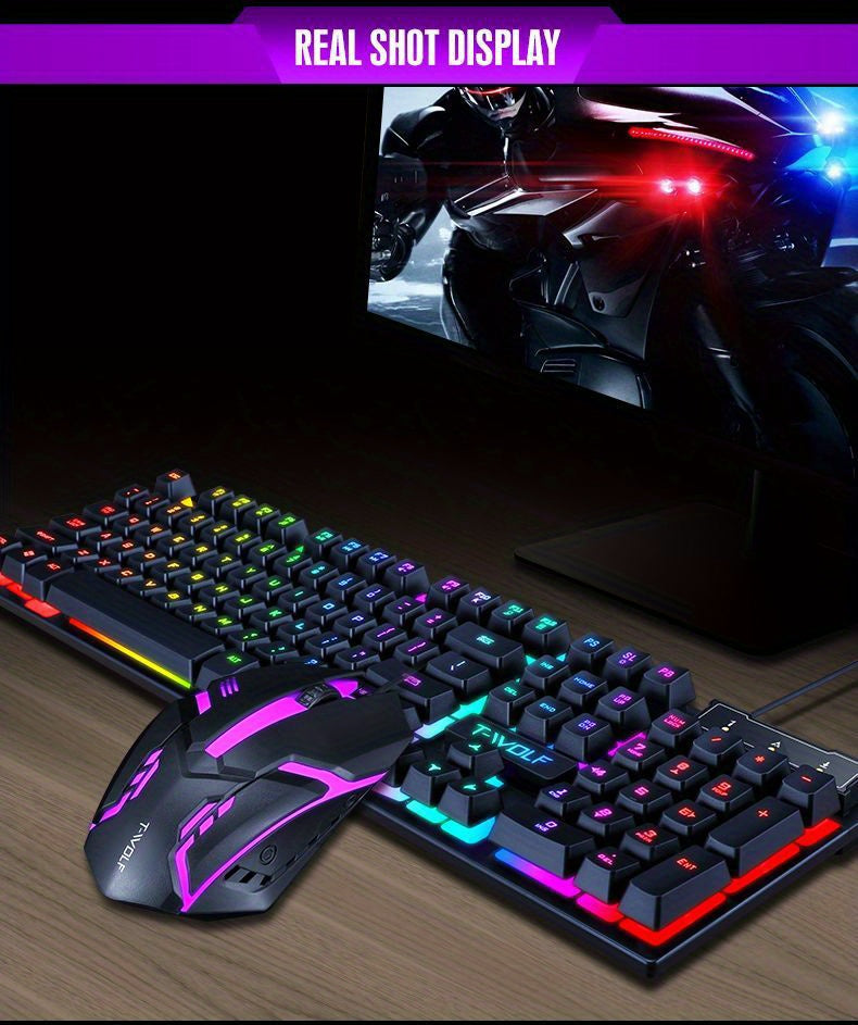 TF200 Gaming Keyboard USB Floating Mechanical Hand Feeling Wired Keyboard And Mouse Set For Gaming And Office