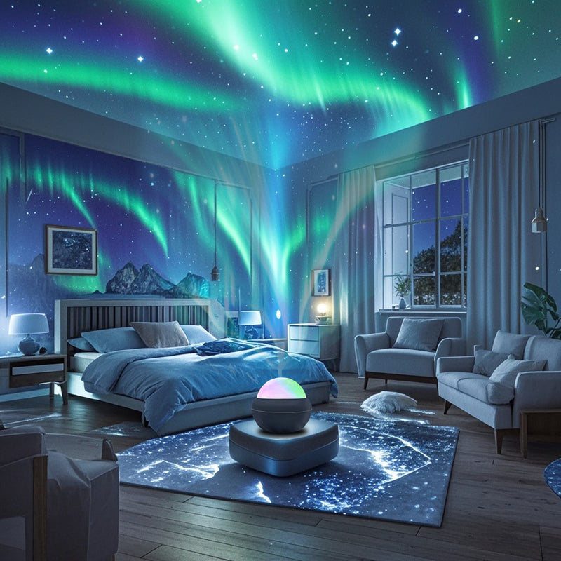 1pc Aurora Lights Projector, 2in 1 LED Northern Light and Ocean Wave Projector with Remote Control, Night Light Projector with 14 Light Effects for Bedroom/ Gaming Room/ Home Theater/ Ceiling/ Birthday/ Party