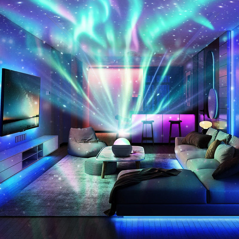 1pc Aurora Lights Projector, 2in 1 LED Northern Light and Ocean Wave Projector with Remote Control, Night Light Projector with 14 Light Effects for Bedroom/ Gaming Room/ Home Theater/ Ceiling/ Birthday/ Party