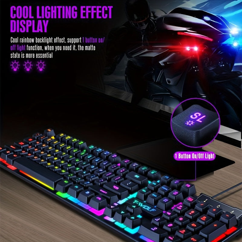 TF200 Gaming Keyboard USB Floating Mechanical Hand Feeling Wired Keyboard And Mouse Set For Gaming And Office