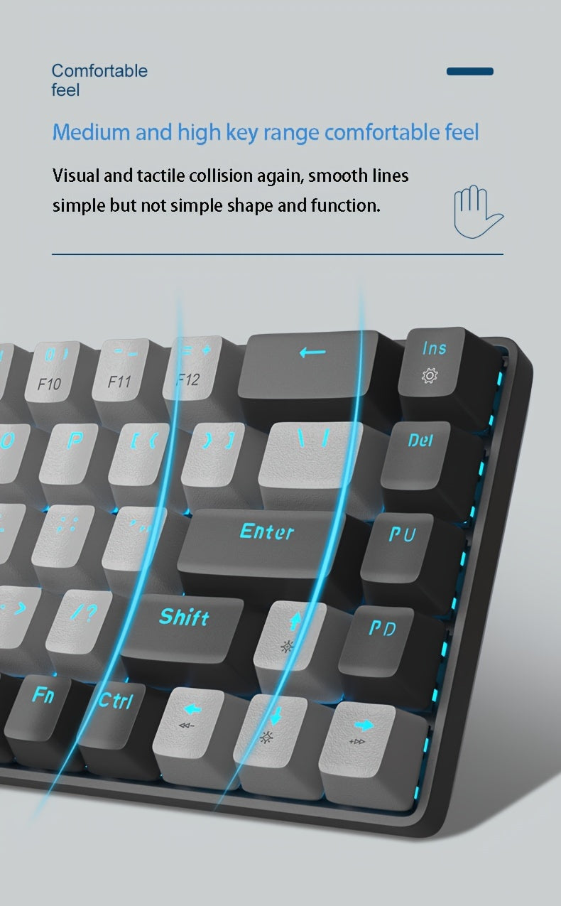 MageGee Portable 60% Mechanical Gaming Keyboard, LED Backlit Compact 68 Keys Mini Wired Office Keyboard With Blue Switch For Windows Laptop PC For Mac Gift For Birthday/Easter/President's Day/Boy/Girlfriends