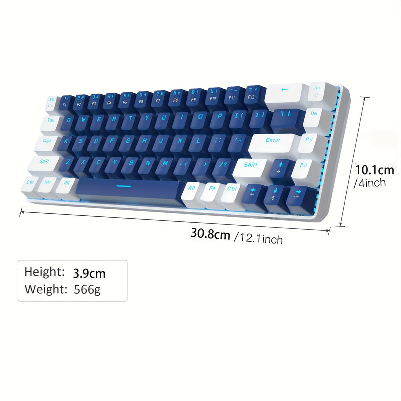 MageGee Portable 60% Mechanical Gaming Keyboard, LED Backlit Compact 68 Keys Mini Wired Office Keyboard With Blue Switch For Windows Laptop PC For Mac Gift For Birthday/Easter/President's Day/Boy/Girlfriends