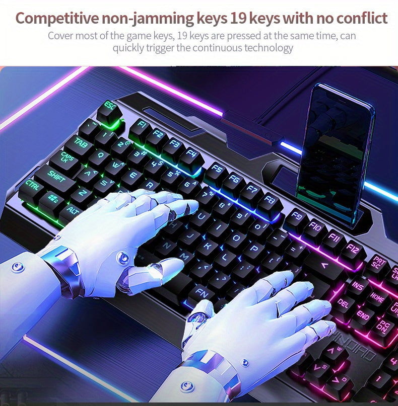 YINDIAO V2 Computer Wired Keyboard E-sports Gaming Typing Office Universal USB Plug-in Hair Light Keyboard Available For Windows System