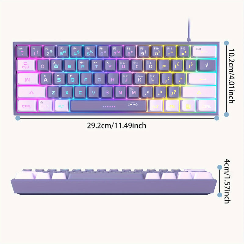 MageGee Mini 60% Gaming Keyboard, RGB Backlit 61 Keys Keyboard TS91 Ergonomic Office Computer Keyboard For PC MAC PS4 Xbox