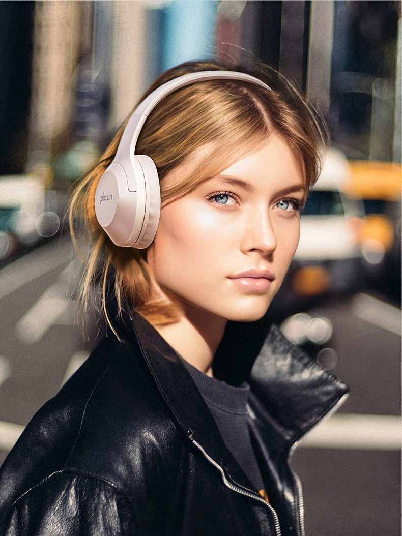 Picun B-01S Wireless Headphones, HD Stereo Sound Over Ear Headphones with Built-in Microphones, Deep Bass 46 Hours Playtime, Headset HiFi Stereo Foldable Lightweight Headset, TF/For Cellphone/PC/Home.