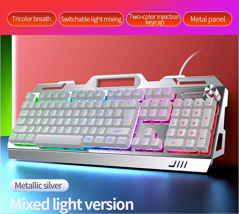 YINDIAO V2 Computer Wired Keyboard E-sports Gaming Typing Office Universal USB Plug-in Hair Light Keyboard Available For Windows System