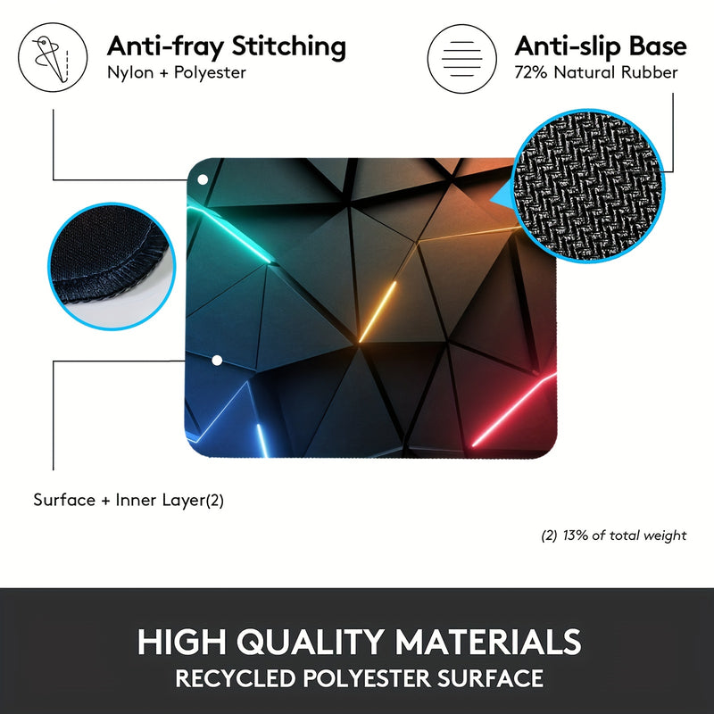 XXL Geometric Glow Mouse Pad - 80.01x29.97cm Extended Desk Mat with Non-Slip Base & Stitched Edges for Gaming, Office Work, and Home Use