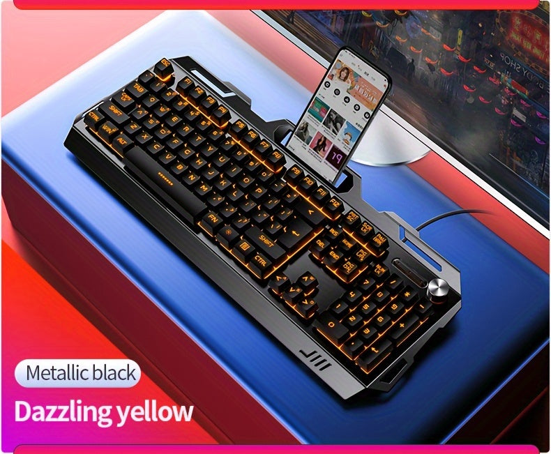 YINDIAO V2 Computer Wired Keyboard E-sports Gaming Typing Office Universal USB Plug-in Hair Light Keyboard Available For Windows System