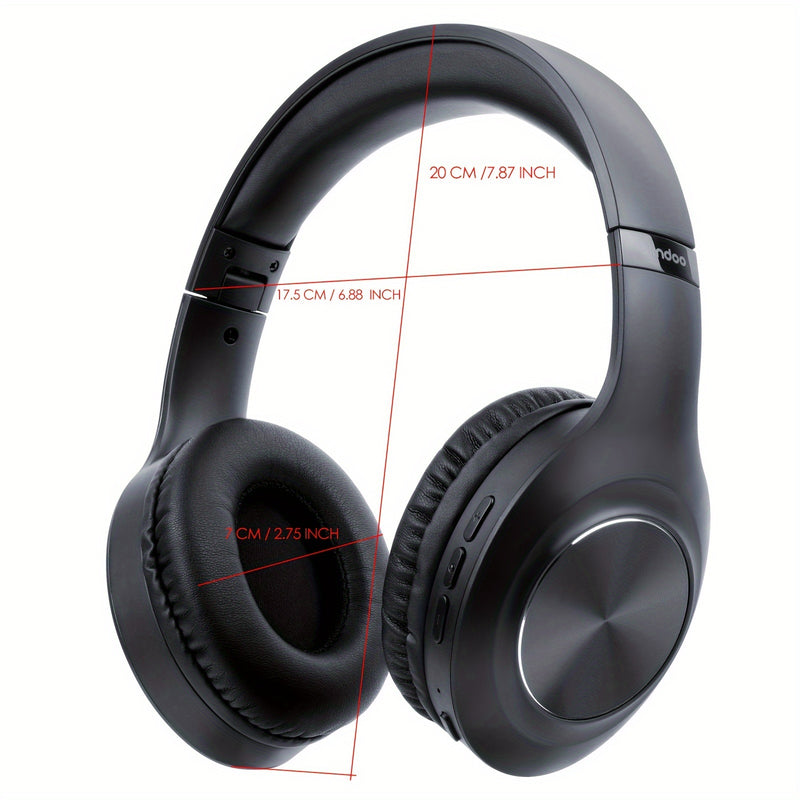 Siindoo Active Noise Cancelling Wireless Headphones - Foldable Over-Ear Headset with Tangle-Free Cable, 3.5mm Jack, Built-In Condenser Mic, Volume Control, Compatible with Cellphones for Office, Travel & Calling, Long-Lasting