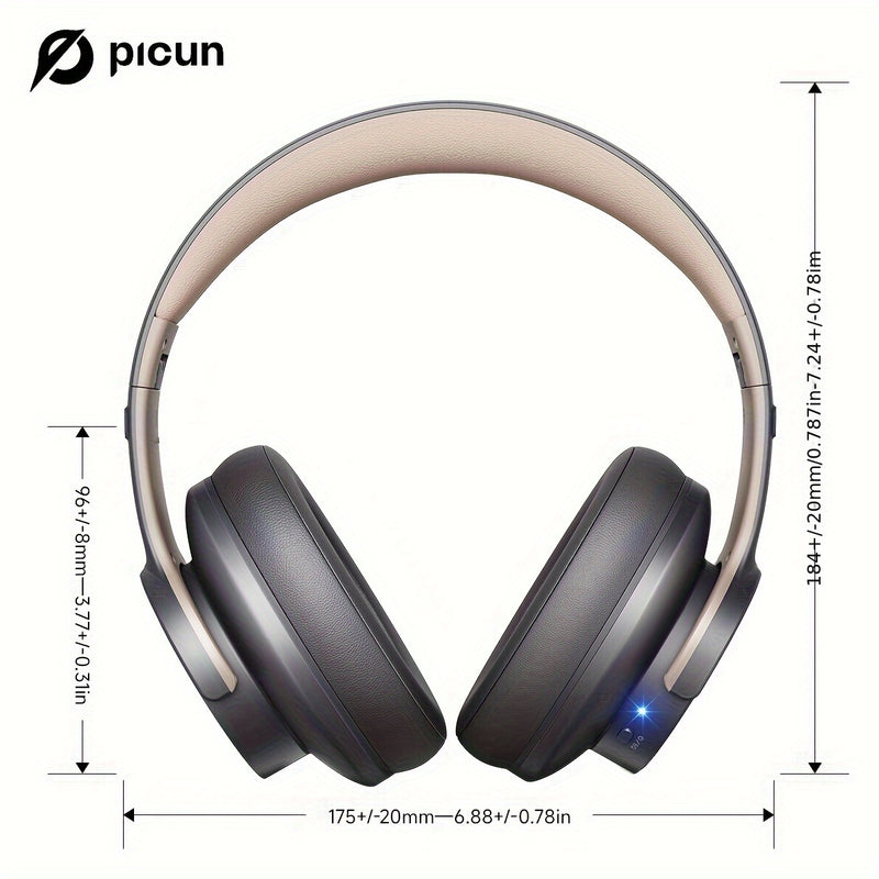 1pc Picun B8 Wireless Headphones with 120H Playtime, Foldable Design, Sound Isolation, 3 EQ Modes, Type-C, Compatible with Laptops, Gaming, Travel & Office - Non-Waterproof, Push Button Control, Condenser Mic, 1000mAh Recharg