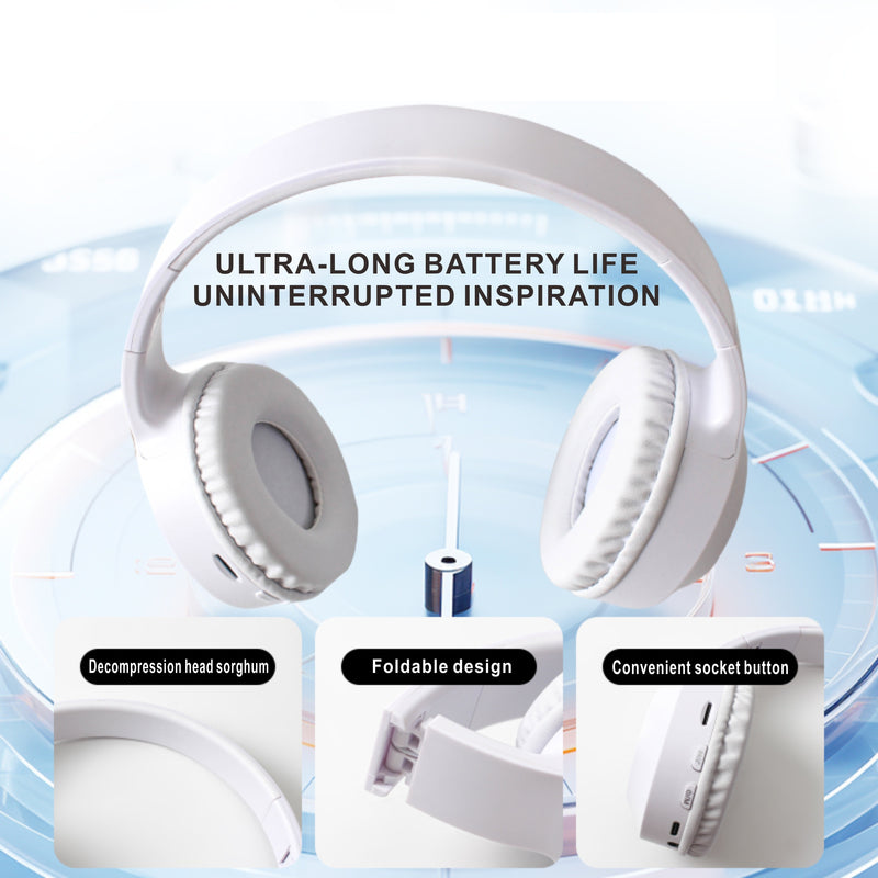 Wireless Over-Ear Headphones with LED Lights, Long Battery Life, High Fidelity Stereo Sound, Compatible with 3.5mm Jack, Wireless Function, Capacitive Microphone, for Gaming, Running, Adult Use