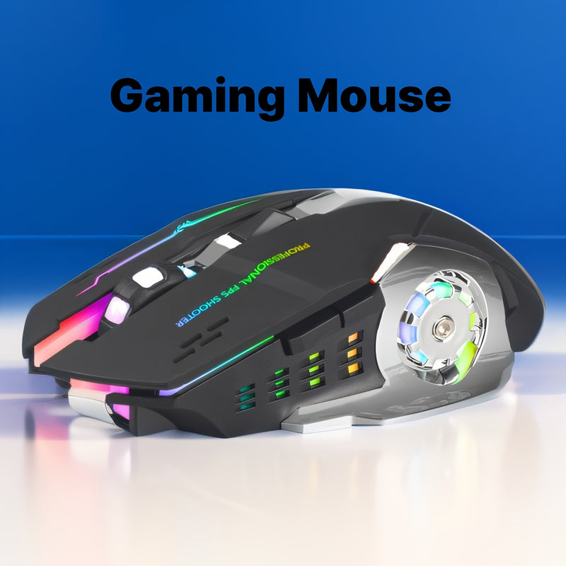 Wireless Gaming Mouse, Rechargeable Computer Mouse Mice With 7 LED Lights, 6 Programmable Buttons, Silent Click, 2.4G/BT USB Nano Receiver 3 Adjustable DPI For Laptop PC Gamer Desktop Chromebook Mac