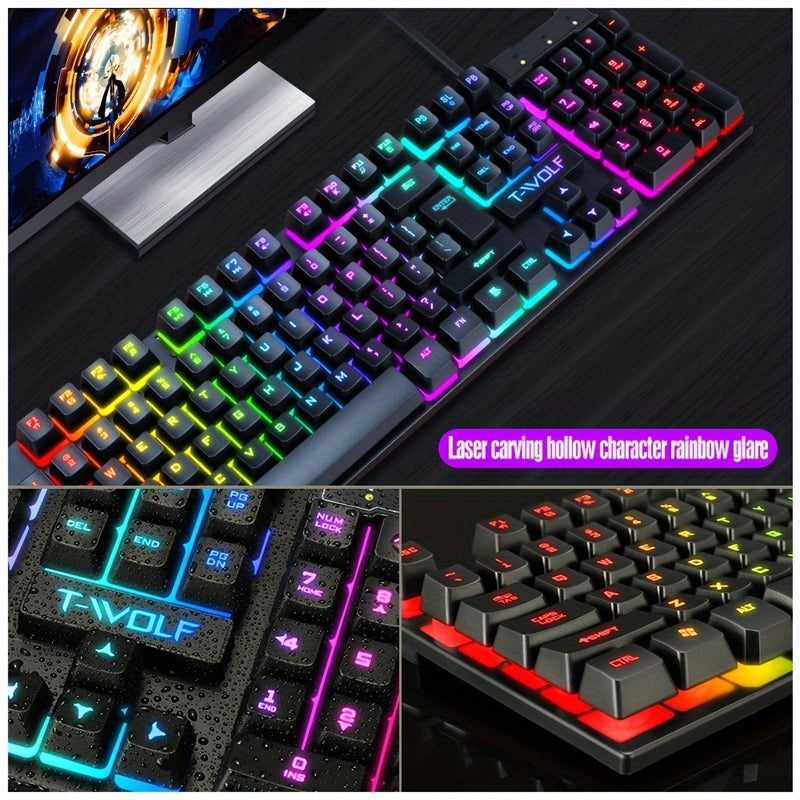 TF200 Gaming Keyboard USB Floating Mechanical Hand Feeling Wired Keyboard And Mouse Set For Gaming And Office