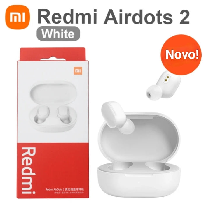 Fones de Ouvido Bluetooth Xiaomi Redmi AirDots 2 Brancos Originais, Headset sem Fio com Microfone, Fones de Ouvido Clássicos para Música, Ideais para Esportes e Corrida