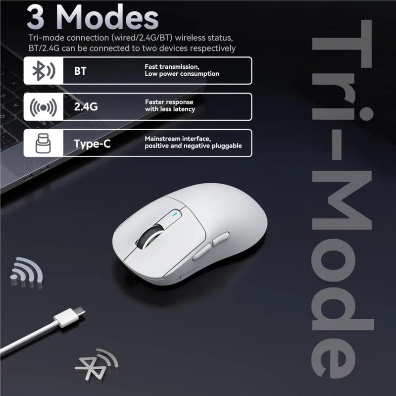 Attack Shark X3 Bluetooth Mouse,PixArt PAW3395,Tri-Mode Connection,Wired 8KHz/Wiredless 4KHz,,Macro Gaming Mouse