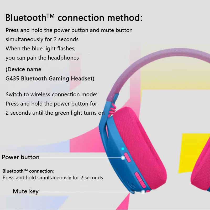 Headset Gamer Sem Fio Logitech G435 LIGHTSPEED USB Bluetooth/Conexão 2.4 G com Microfone Integrado para PC/PS