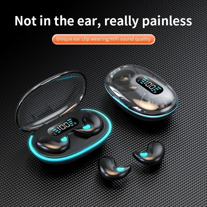 Fones de Ouvido para Dormir X55 Sem Fio Mini Fones de Ouvido para Trabalho Fones de Ouvido TWS Bluetooth Estéreo Headsets Ocultos com Microfone Chamada HD Resistentes à Água