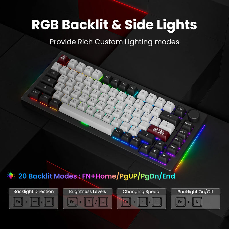 Akko 5075B Plus Dracula Castle 75% Mechanical Gaming Keyboard 3/5 Pin Hot Swap Three-Modes RGB 2.4GHz Wireless/USB Type-C/BT 5.0