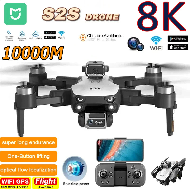 MIJIA New S2S Drone 8K Professional HD Dual Camera Brushless Obstacle Avoidance Aerial Photography Foldable Quadcopter Toys Gift