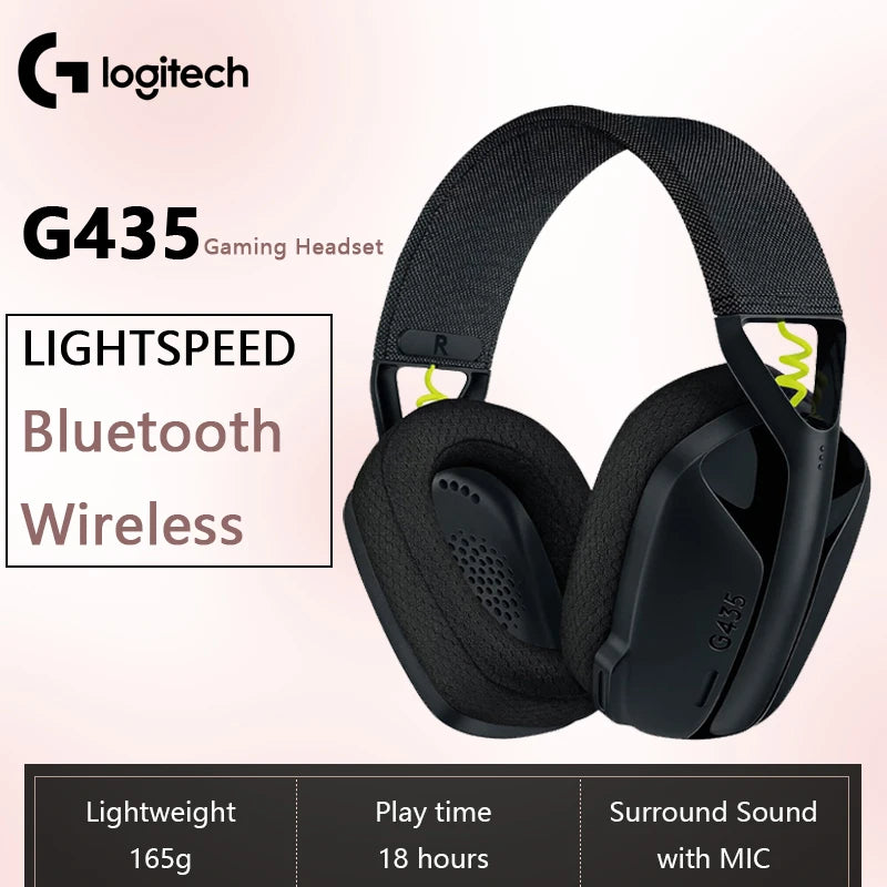 Headset Gamer Sem Fio Logitech G435 LIGHTSPEED USB Bluetooth/Conexão 2.4 G com Microfone Integrado para PC/PS