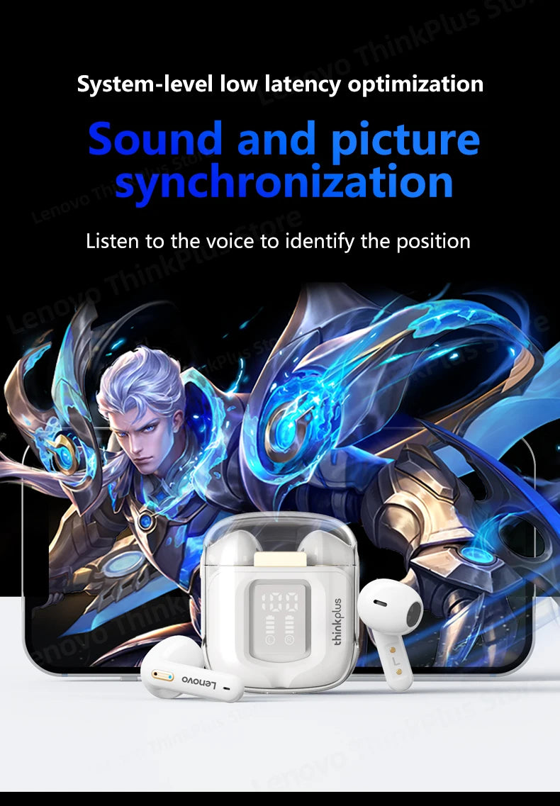 Lenovo LP6 Pro Bluetooth 5.3 Earphones TWS Sports Headphones Wireless Earbuds Dual HD Mic Headset LED Display Gaming Earphones