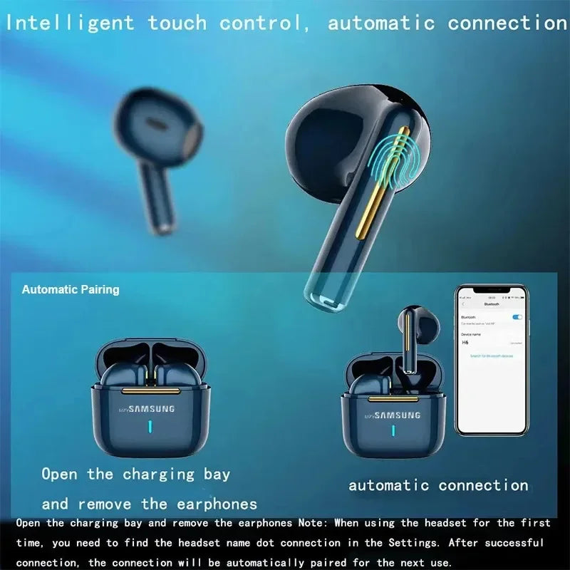 H6 Earphone New Wireless Bluetooth earbuds  Headphone HiFi Stereo Touch Control Headset Sport Waterproof Game TWS Earbuds