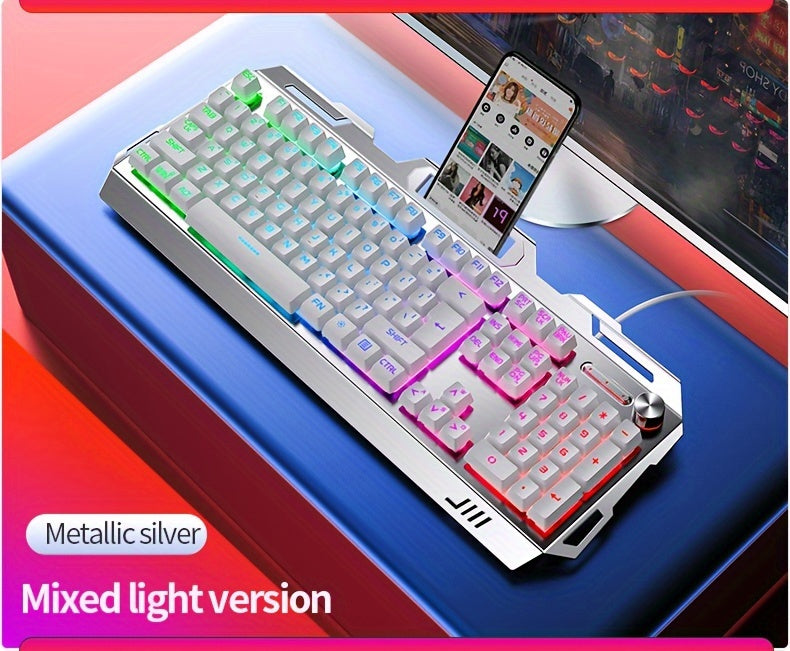 YINDIAO V2 Computer Wired Keyboard E-sports Gaming Typing Office Universal USB Plug-in Hair Light Keyboard Available For Windows System