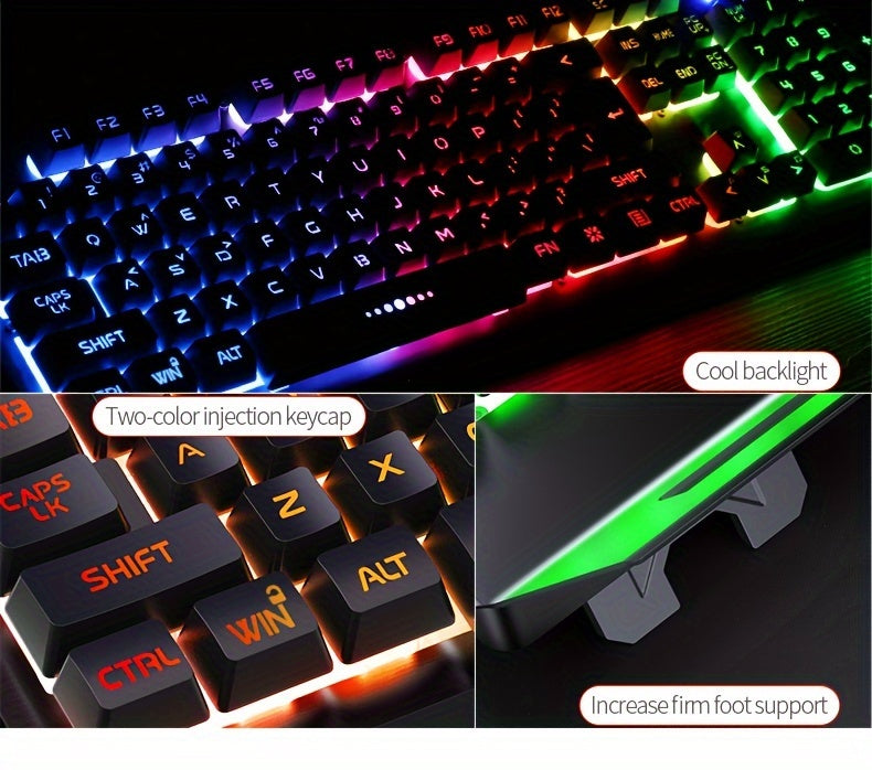 YINDIAO V2 Computer Wired Keyboard E-sports Gaming Typing Office Universal USB Plug-in Hair Light Keyboard Available For Windows System