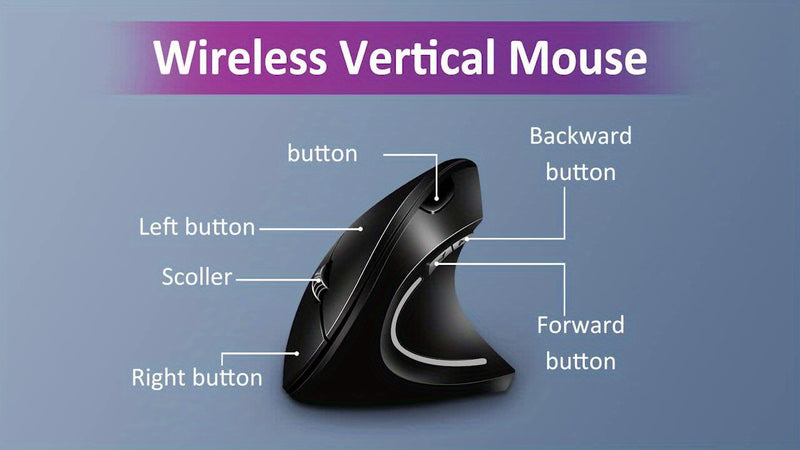 Vertical Mouse Ergonomic 2.4GHz Wireless Optical Mice 6 Buttons for Laptop PC Computer Desktop