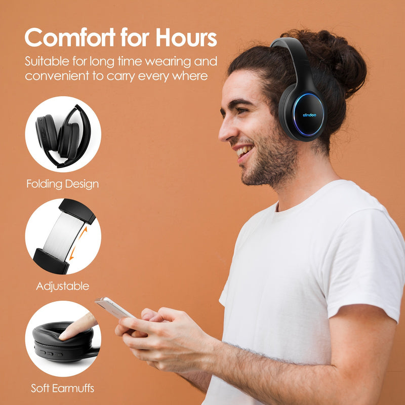 Siindoo Wireless Headphones, With 1000mAh Battery Capacity, 120-hour Playtime, 3 EQ Modes, With Built-in High-fidelity Microphone, Suitable For Mobile Phone/Computer