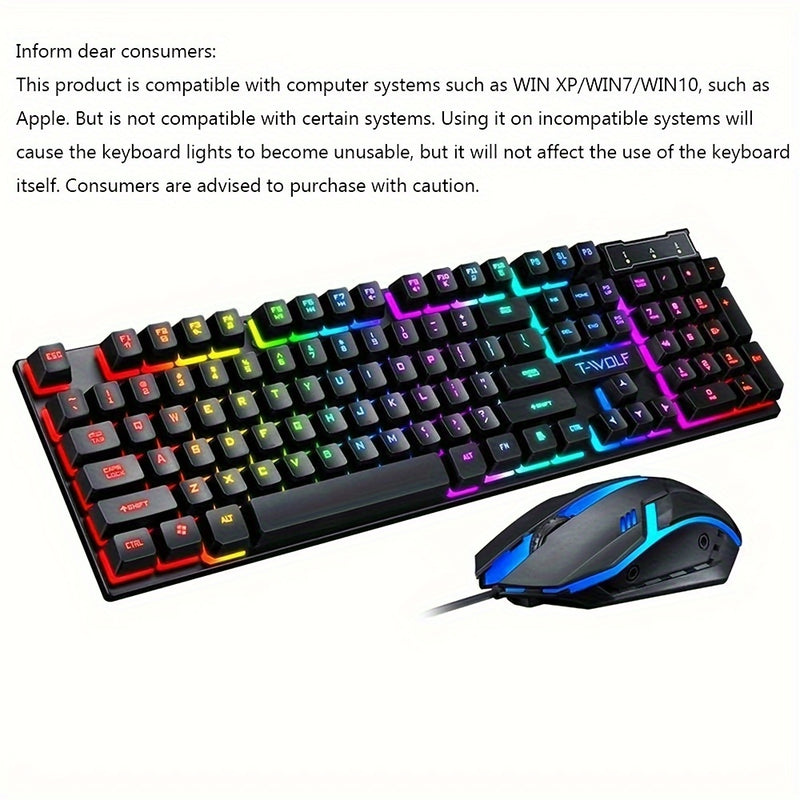 TF200 Gaming Keyboard USB Floating Mechanical Hand Feeling Wired Keyboard And Mouse Set For Gaming And Office