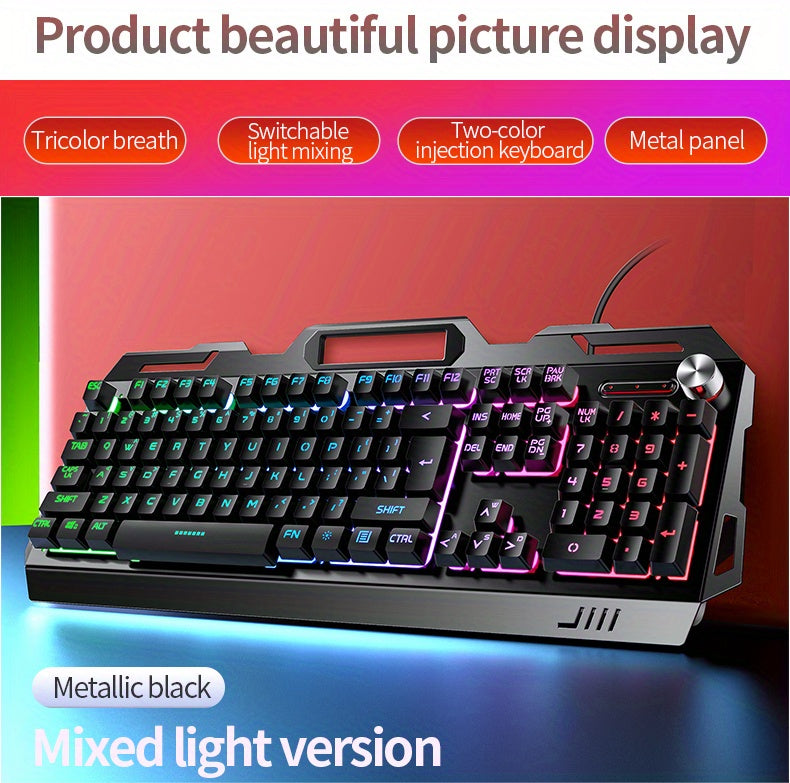 YINDIAO V2 Computer Wired Keyboard E-sports Gaming Typing Office Universal USB Plug-in Hair Light Keyboard Available For Windows System