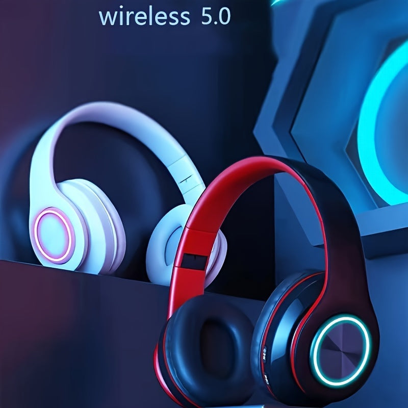 B39 Wireless Luminous  Earphone Headwear supports card insertion, cable insertion, and wireless functions to switch freely. It comes with a charging cable, audio cable, and manual